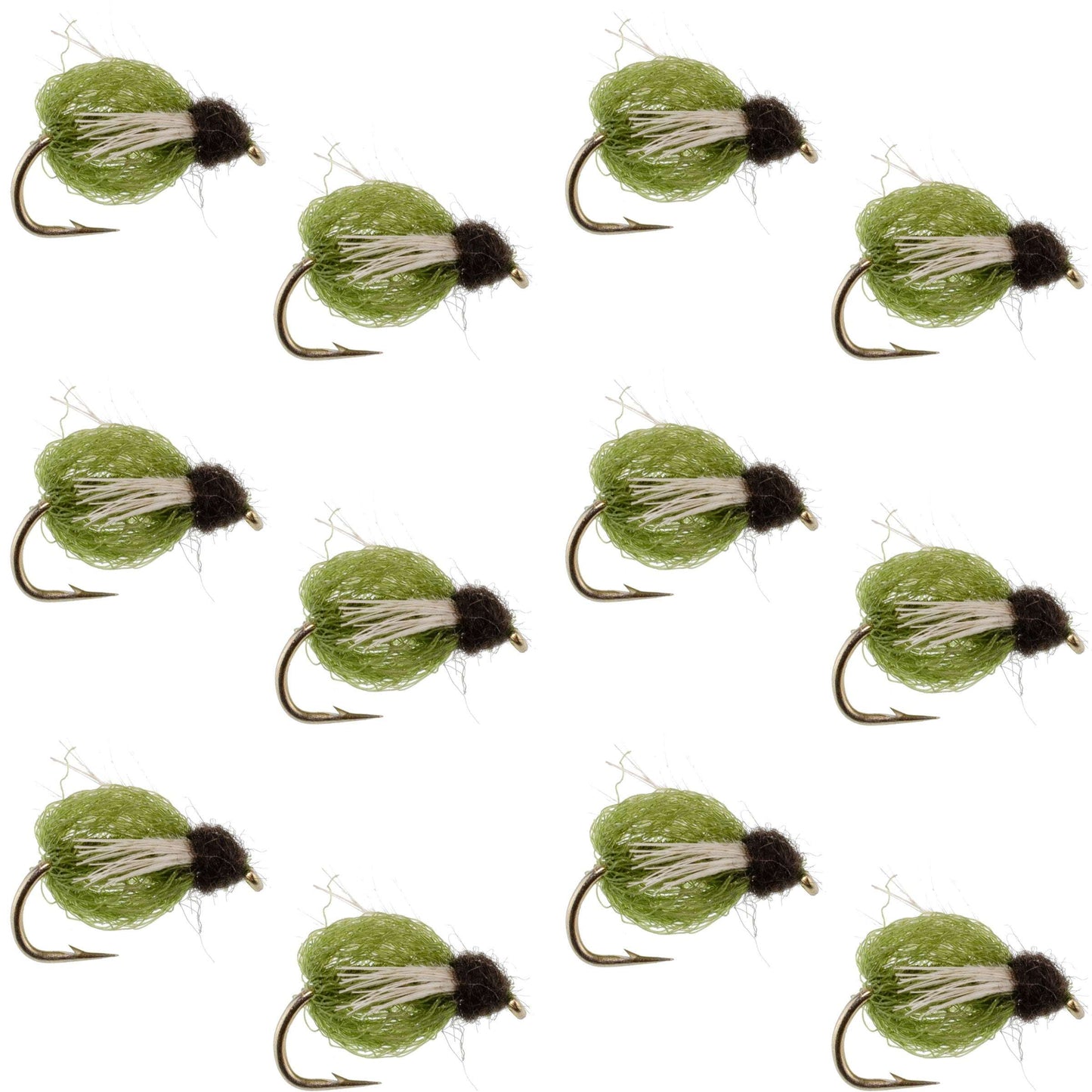 LaFontaine Olive Deep Sparkle Caddis Pupa - 1 Dozen Flies, Size 16