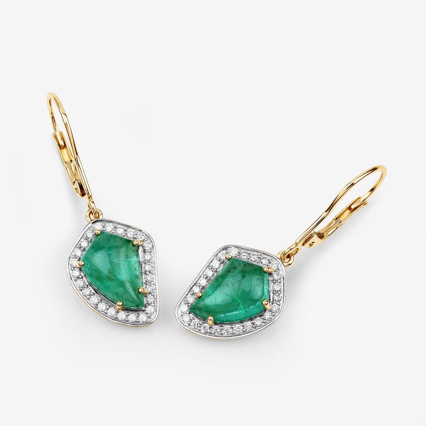 6.40 Carat Genuine Colombian Emerald and Diamond Earrings