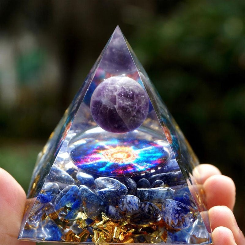 Handcrafted Crystal Ball Pyramid Ornament