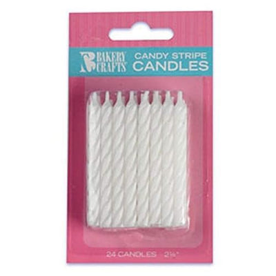 Oasis Supply Candy Stripe Birthday Candles, 2.5-Inch, White - Korvel
