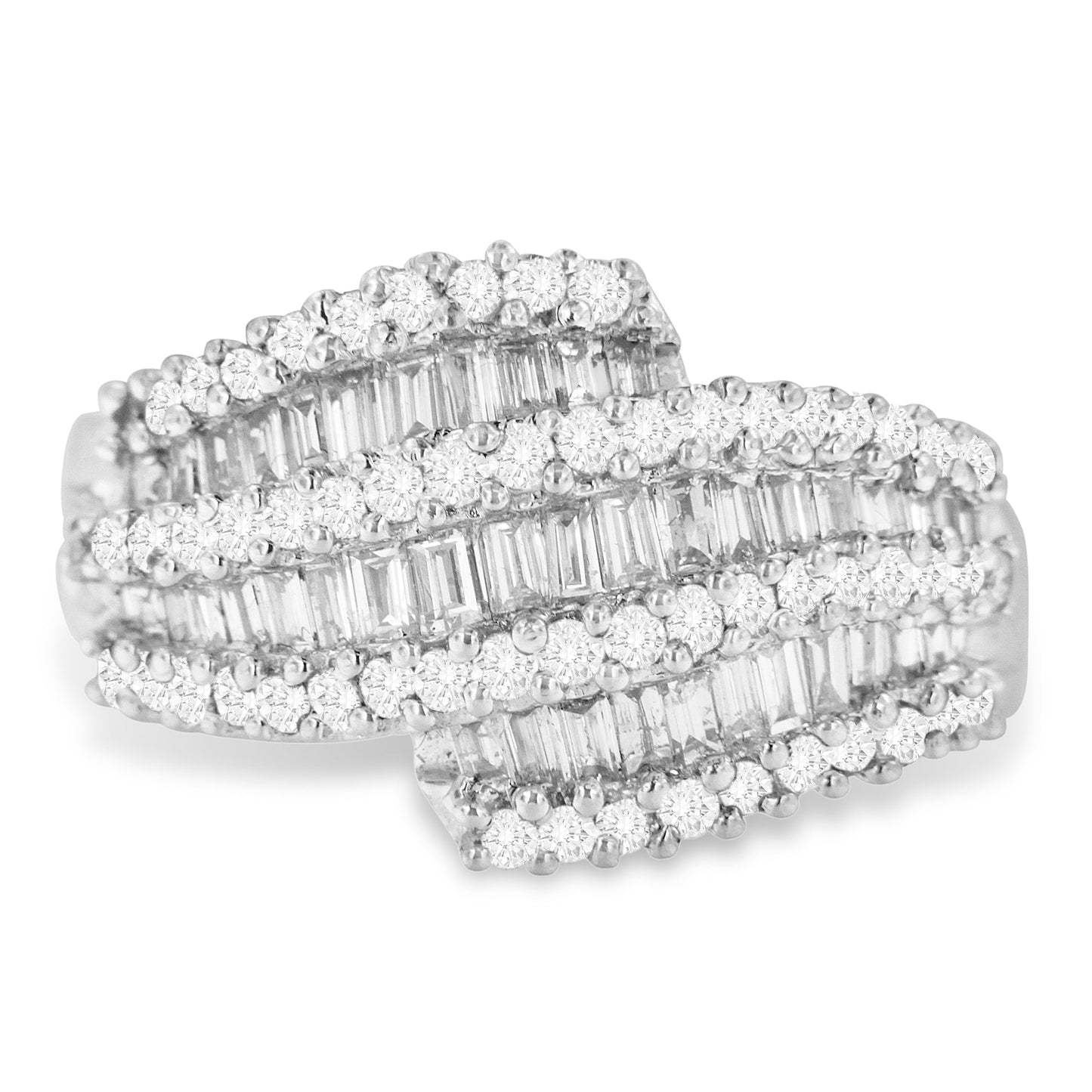 Anillo de cóctel de diamantes de oro blanco de 14K - Talla 6-1/2