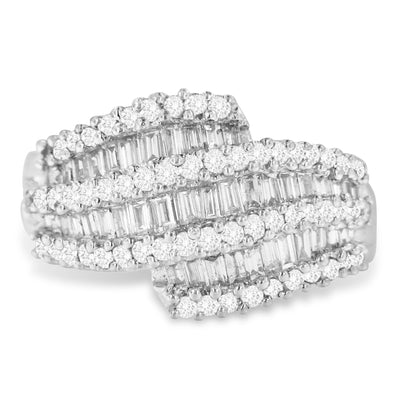 Bague cocktail en diamant en or blanc 14K - Taille 6-1/2