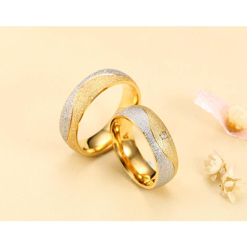 Vnox couple engagement ring for women men sand blasted - Korvel