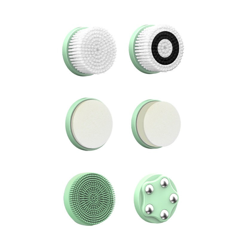6-In-1 Hot And Cold Facial Cleanser Display Cleansing Brush Ultrasonic Facial Cleanser Pore Cleaning Silicone Beauty Instrument - Korvel