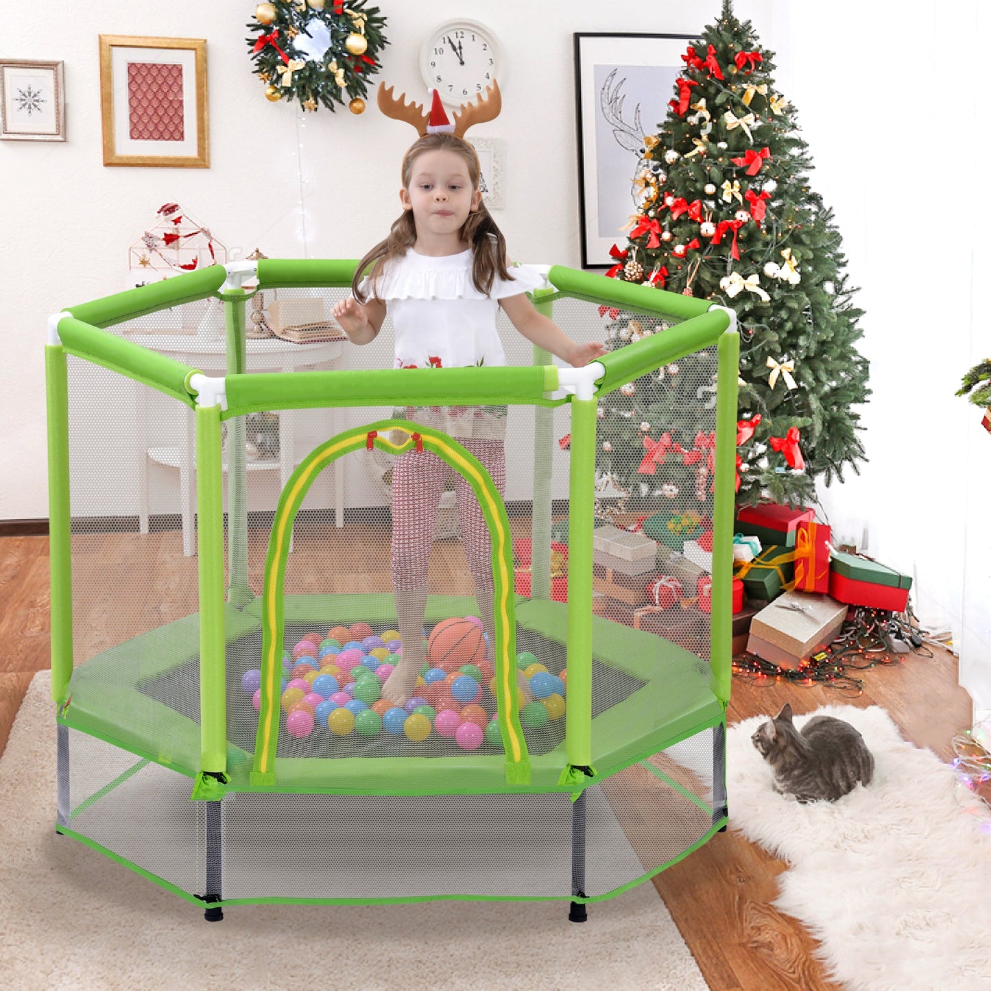 Trampolín para Niños de 55'' con Red de Seguridad - Diversión Interior/Exterior