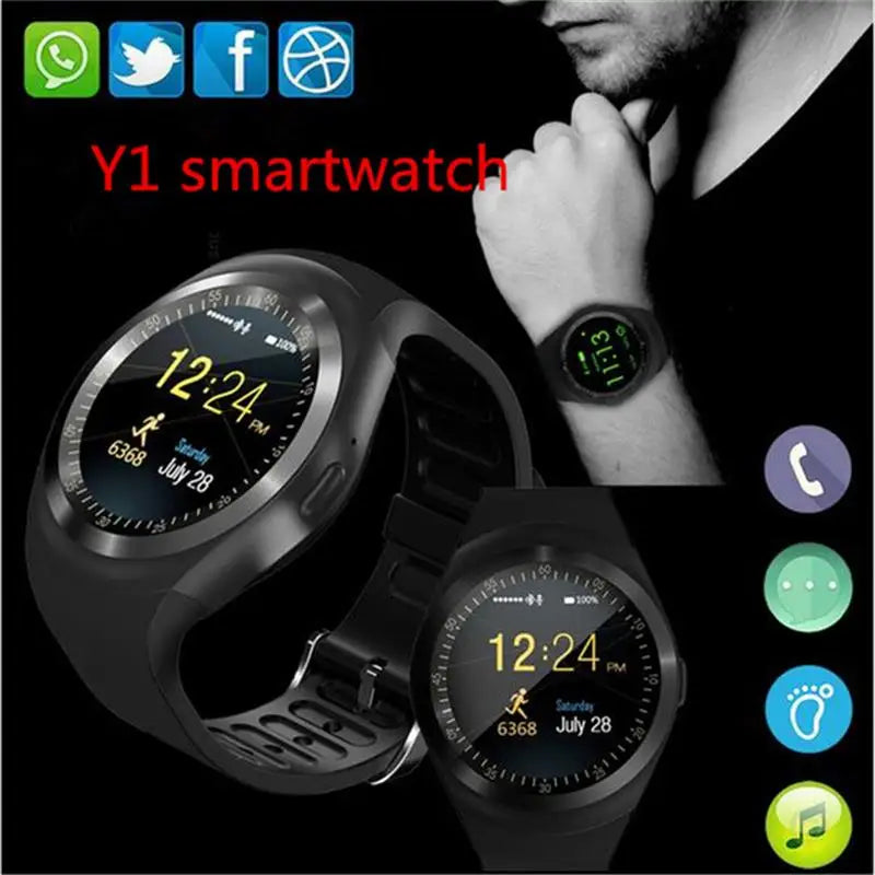 Bluetooth Y1 Smart Watch Relogio Android SmartWatch Phone Call GSM Sim Remote Camera Information Display Sports Pedometer - Korvel