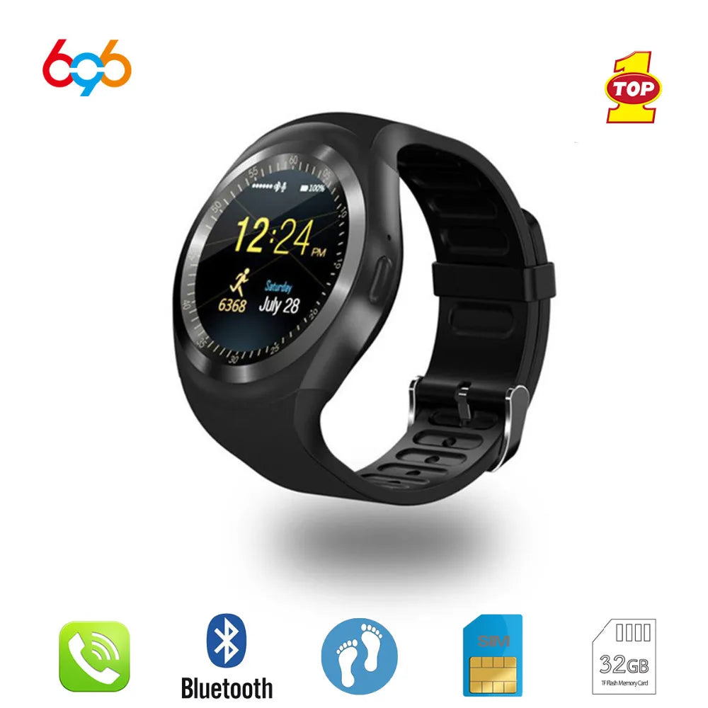 Bluetooth Y1 Smart Watch Relogio Android SmartWatch Phone Call GSM Sim Remote Camera Information Display Sports Pedometer - Korvel
