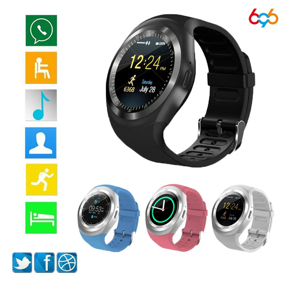 Bluetooth Y1 Smart Watch Relogio Android SmartWatch Phone Call GSM Sim Remote Camera Information Display Sports Pedometer - Korvel