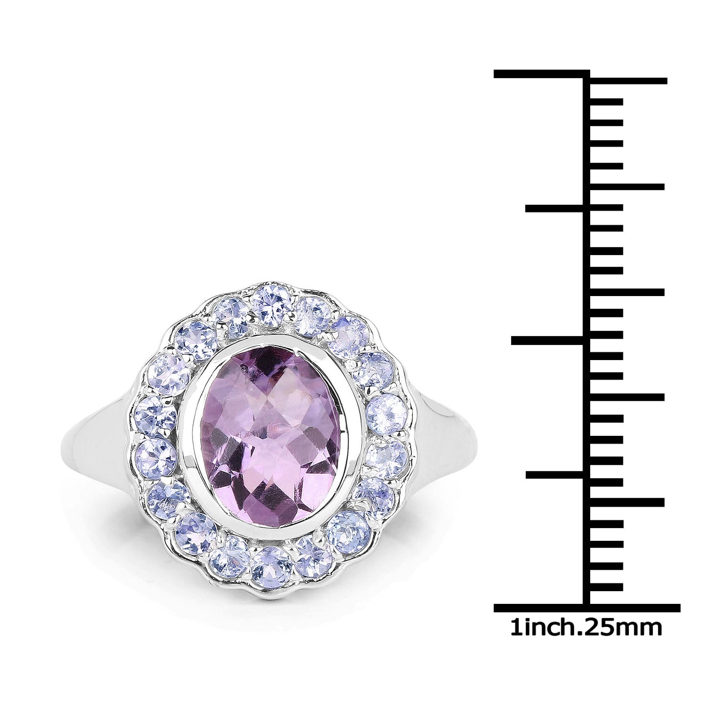 Bague en argent sterling avec améthyste et tanzanite de 2,53 carats