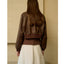 Chaqueta Bomber de Cuero con Cremallera de Inspiración Retro