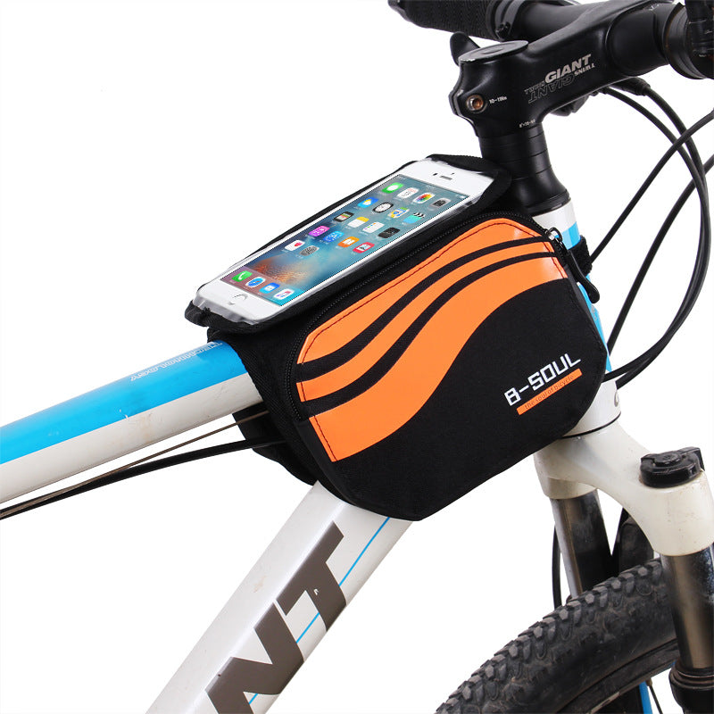 B-SOUL Bicycle Mountain Bike Upper Tube Bag Saddle Bag Road Car Front Bag Increase Touch Screen Mobile Phone Bag 5.7 Inches - Korvel