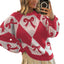 Womens Trendy Pullover Sweater with Bow-knot Print