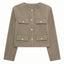 Veste Croppée Chic Décorée de Poches