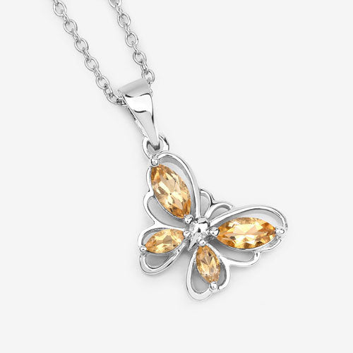Colgante de mariposa de citrino genuino de 0.62 quilates en plata de ley