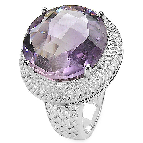 Anillo de Compromiso de Plata Esterlina con Amatista Genuina de 10.22 Quilates