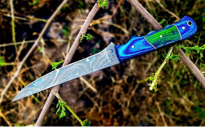 Exquisite 11.5-Inch Damascus Steel Fillet Knife with Vibrant Exotic Wood Handle - Korvel