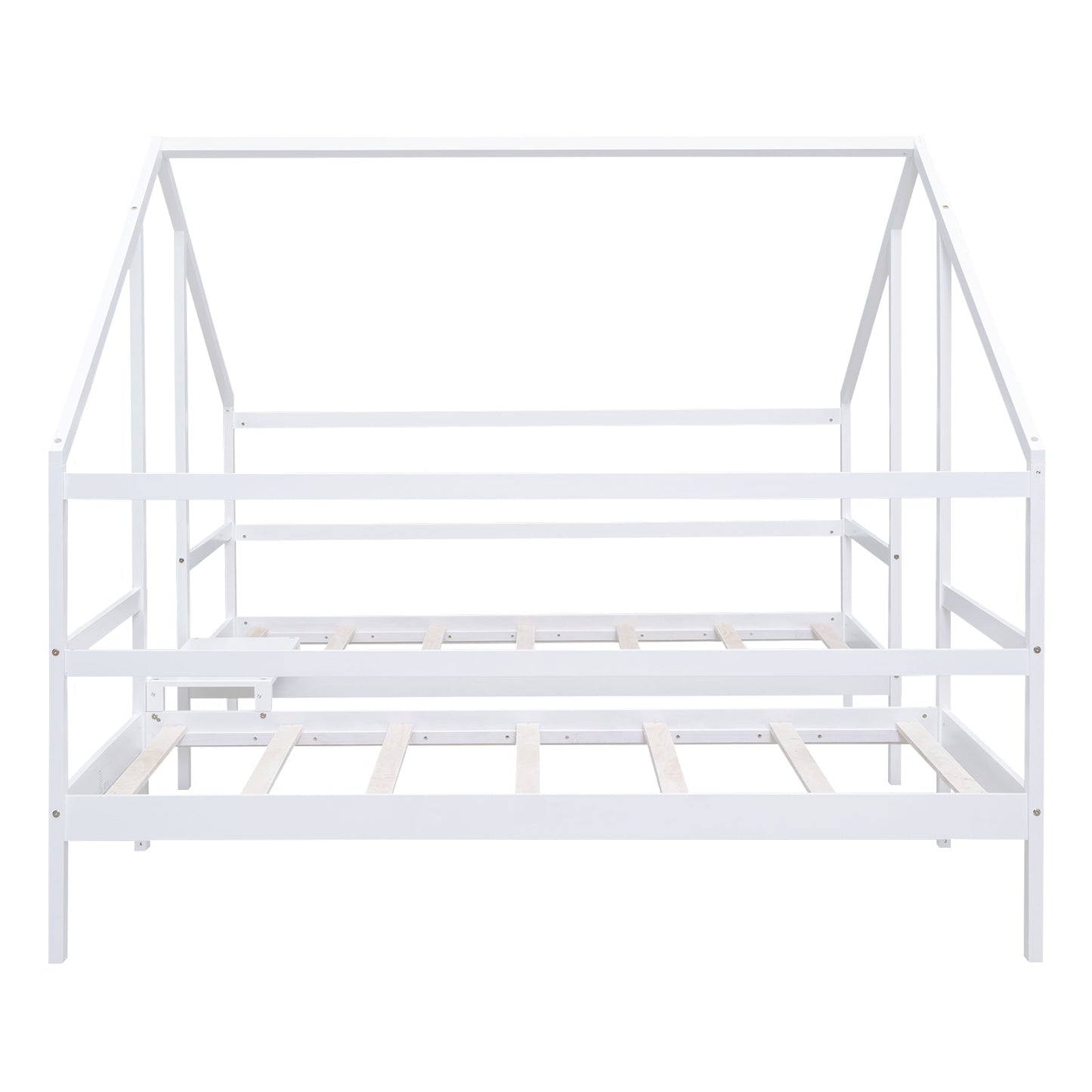 Cama Triangular de Tamaño Doble Twin con Mesa Incorporada - Blanca