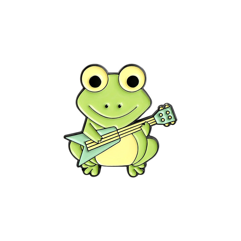 Quack Quack Enamel Pin Custom Frog Lotus Leaf Brooches Bag Lapel Pin Cartoon Animal Badge Jewelry Gift for Kids Friends - Korvel