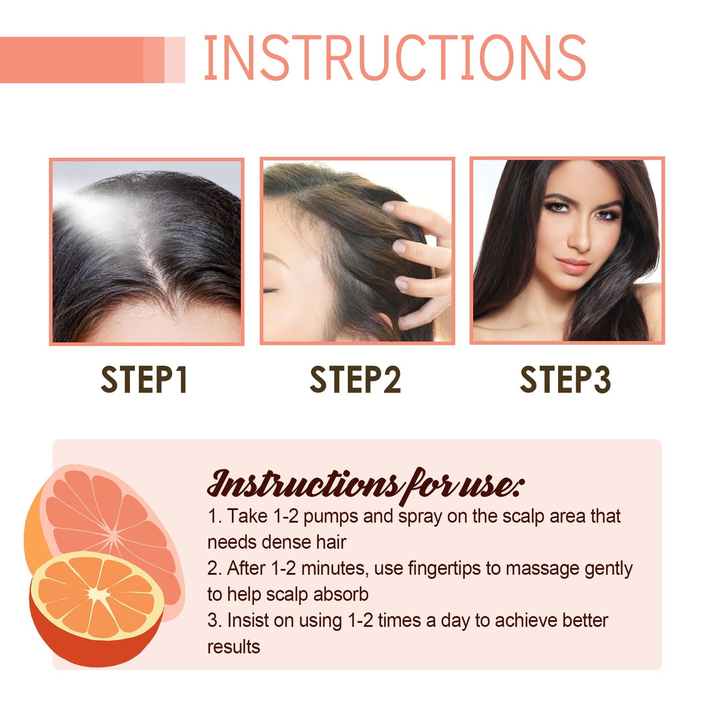Grapefruit Hair Mist, Repair Damaged Hair Moisturizing And Thickening Hair Stabilization Spray - Korvel