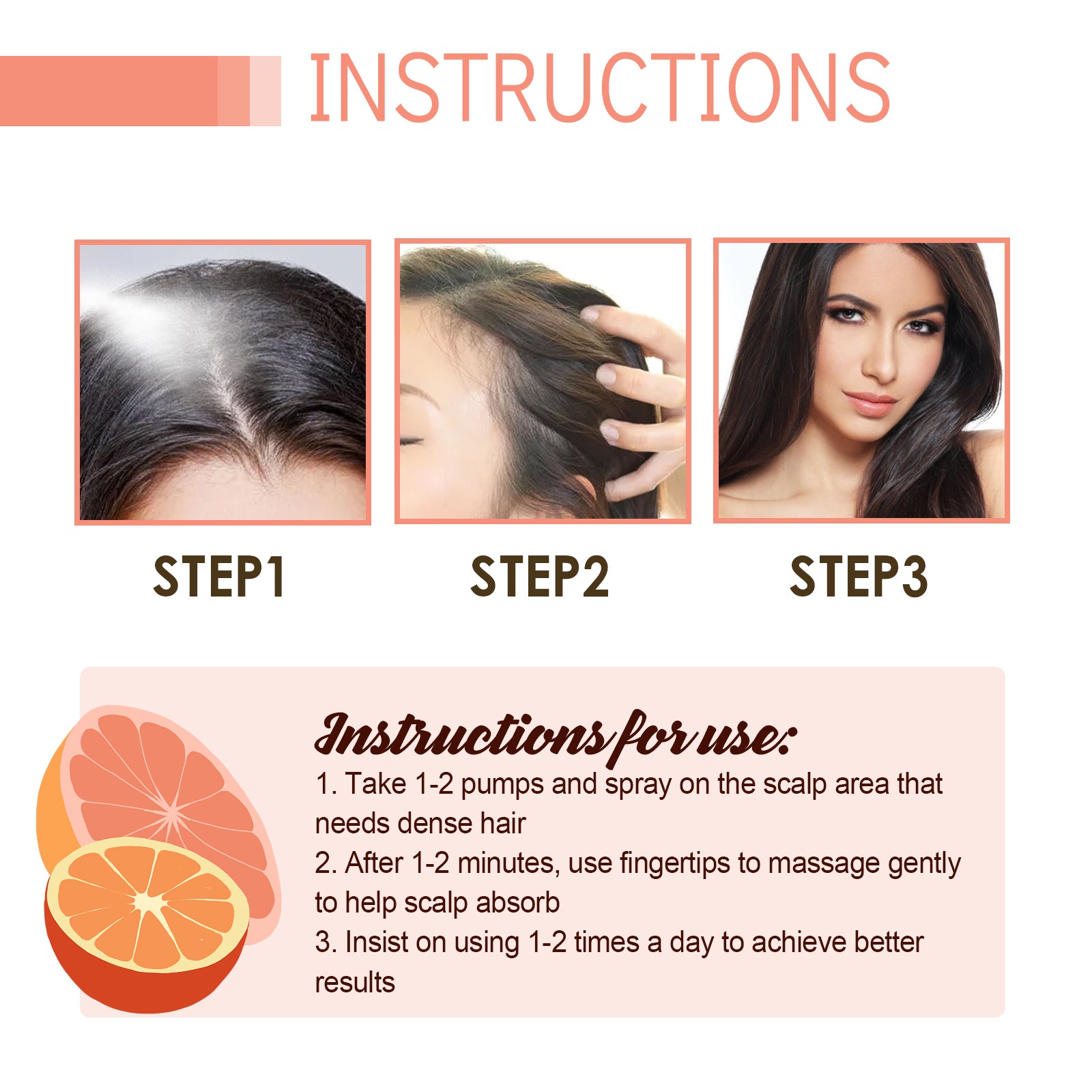 Grapefruit Hair Mist, Repair Damaged Hair Moisturizing And Thickening Hair Stabilization Spray - Korvel