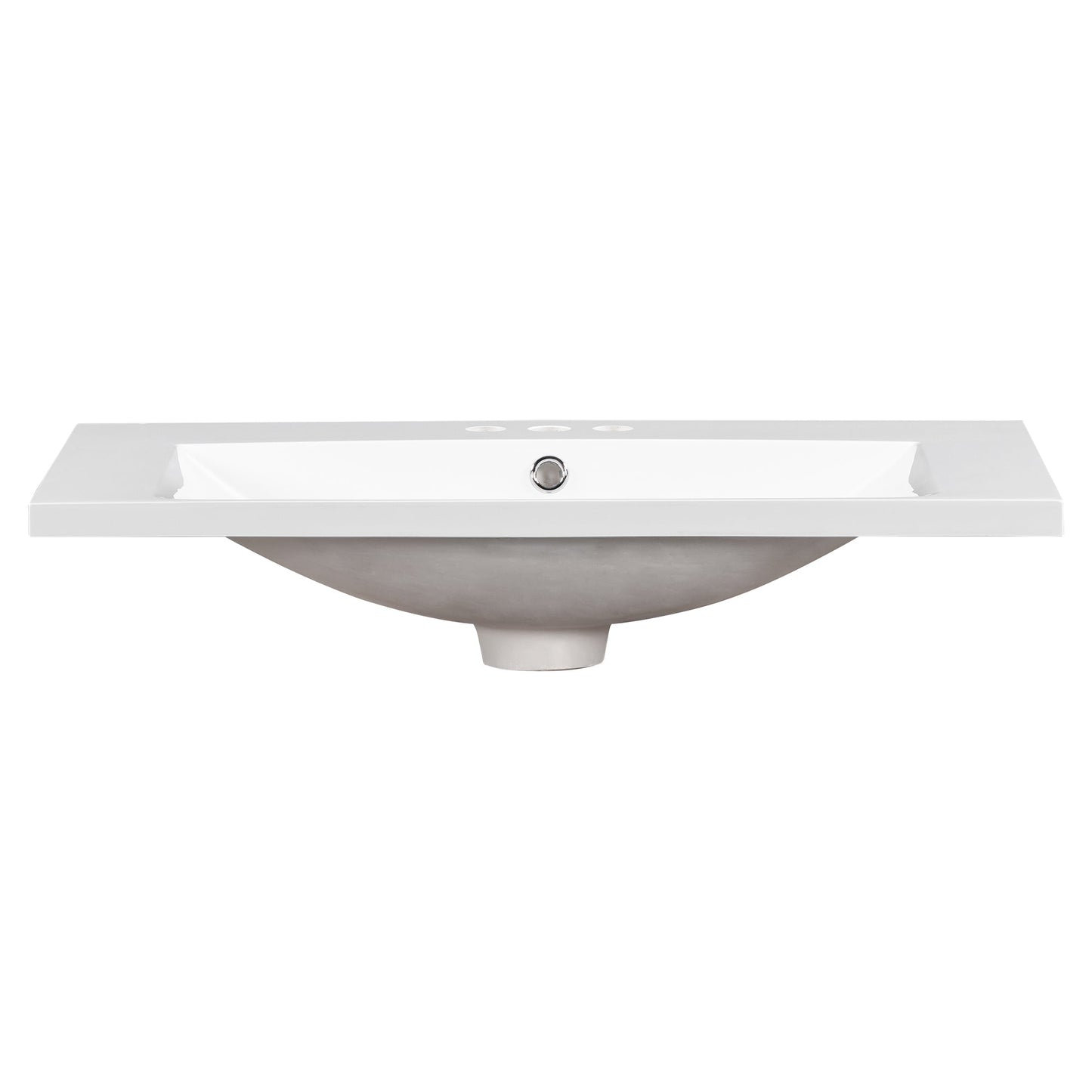 30" Single Bathroom Basin Sink, Vanity Top Only, 3-Faucet Holes, Resin - Korvel