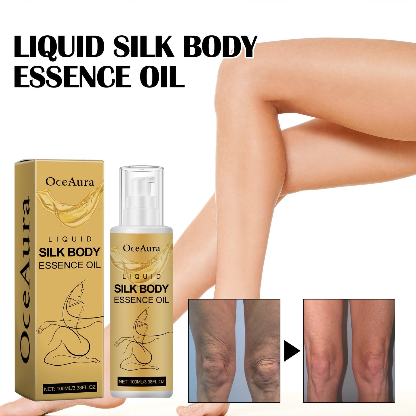 Liquid Silk Body Essence Oil, Firming Skin Filling Water Tender Skin Moist Fresh And Not Greasy Skin Oil - Korvel