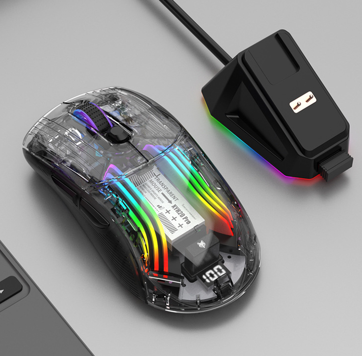 Luminous wireless Bluetooth the third mock examination transparent game mouse with screen charger - Korvel