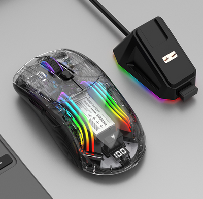 Luminous wireless Bluetooth the third mock examination transparent game mouse with screen charger - Korvel