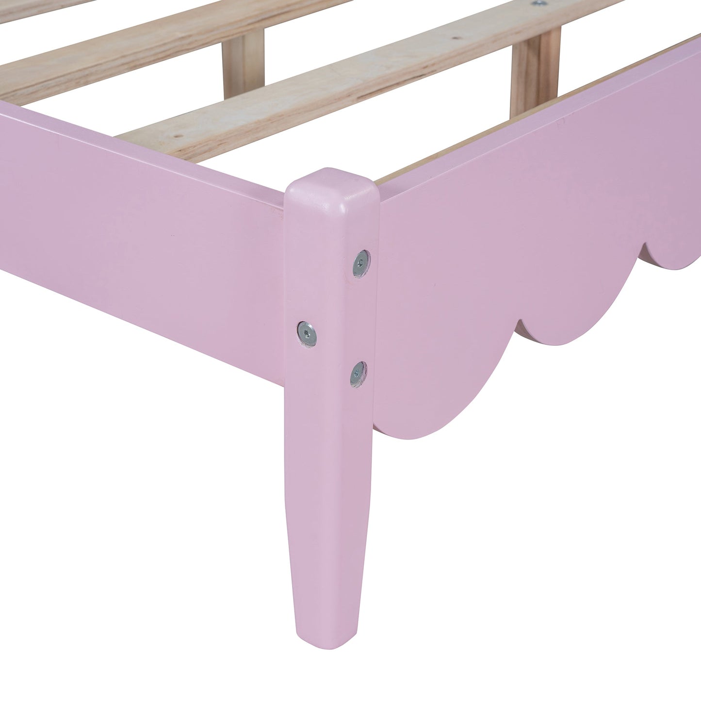 Full Size Retro Pink Wood Platform Bed Frame
