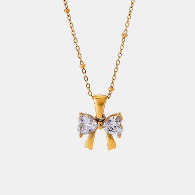 Collar de Lazo de Zirconio Baño de Oro Elegante