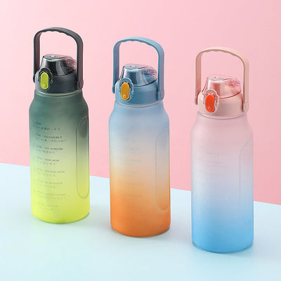 New Frosted Gradient Color Water Bottle Large Capacity Straw Travel Pot Color Sports Water Bottle Outdoor Fitness Cup - Korvel