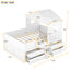 Full Size House Low Loft Bed with Four Drawers,White - Korvel