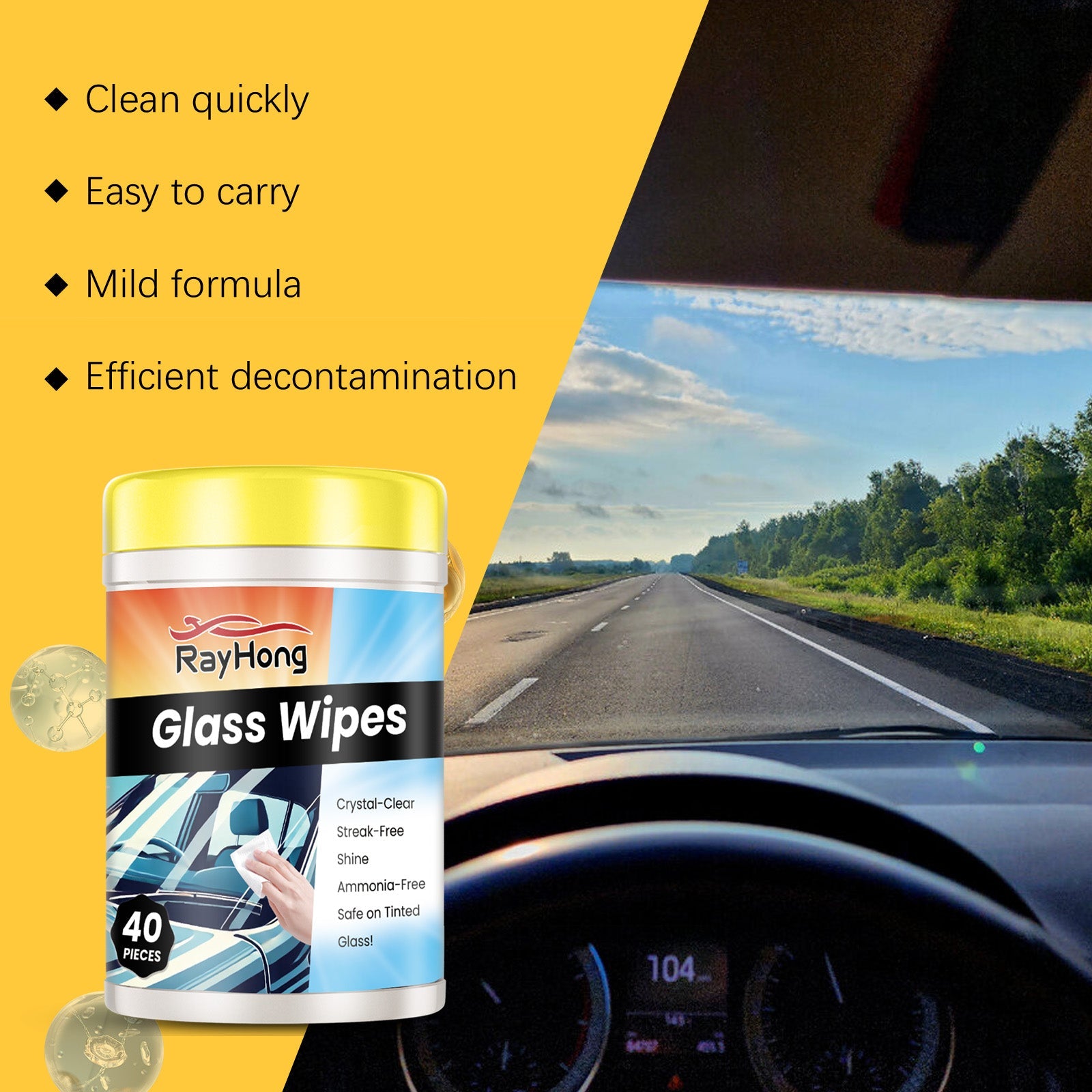Car Glass Cleaning Wipes Glass Rearview Mirror Anti-Fog Refurbished Anti-Oil Cleaning Universal Wipes - Korvel