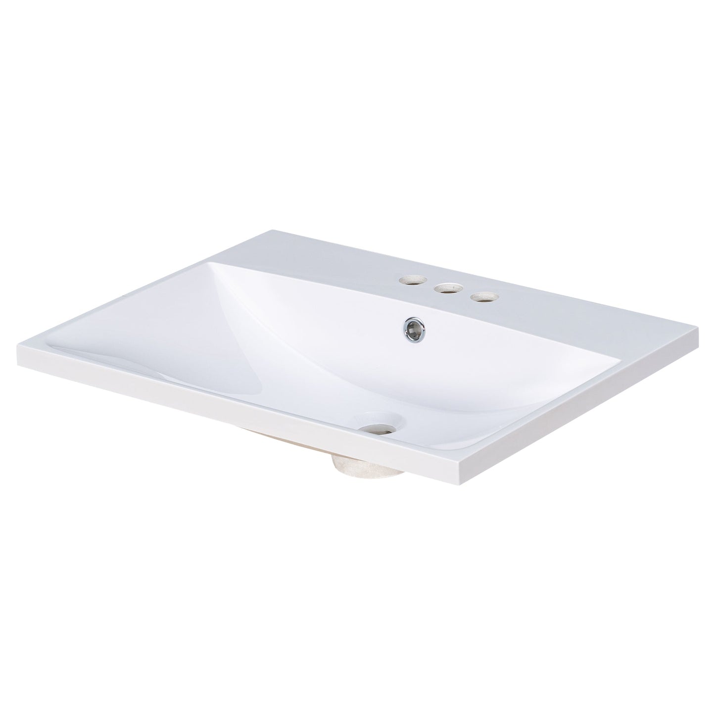 24" Bathroom Vanity Top Only White Basin 3-Faucet Holes  4" Faucet Available Ceramic - Korvel