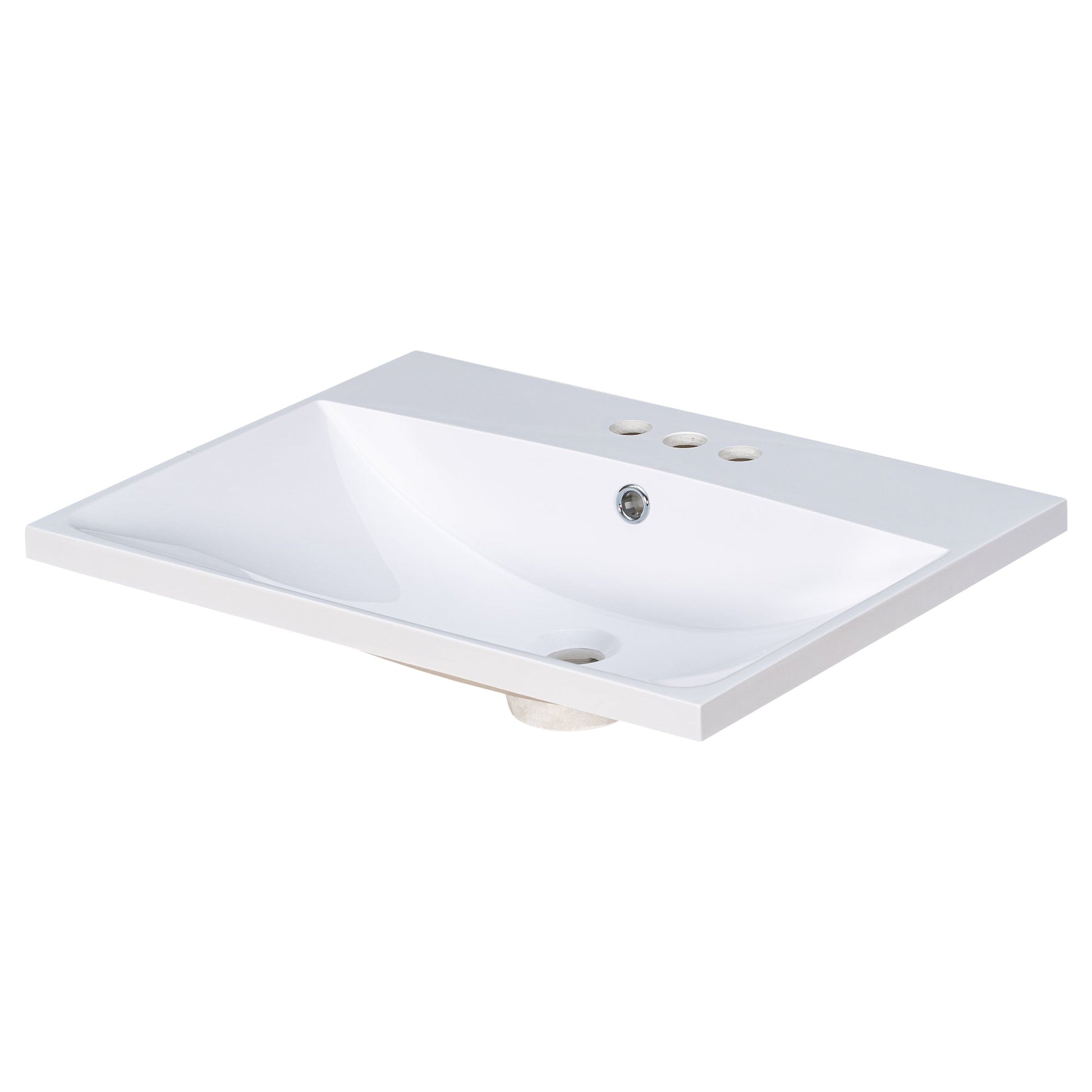 24" Bathroom Vanity Top Only White Basin 3-Faucet Holes  4" Faucet Available Ceramic - Korvel