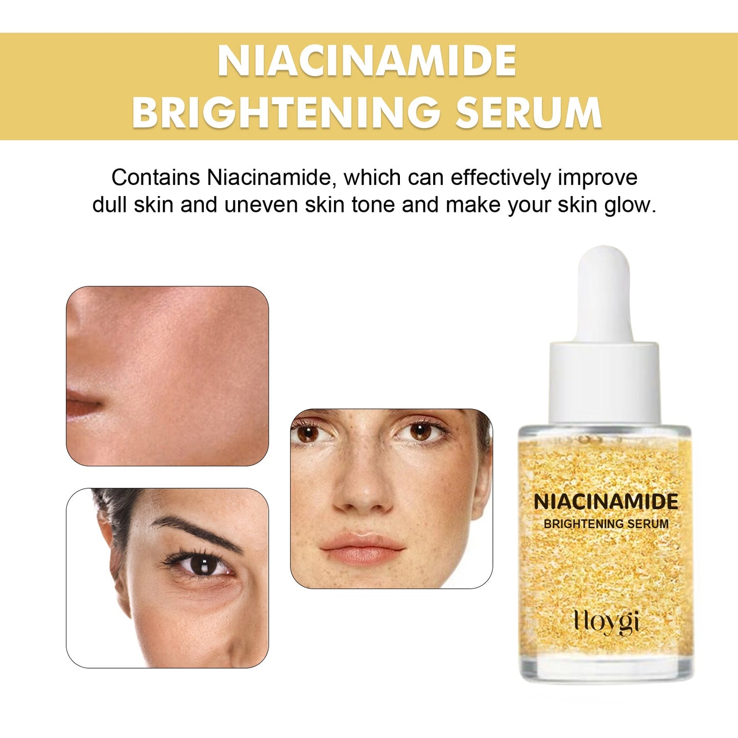 HOYGI Niacinamide Brightening Serum, Lightening Spots And Fine Lines Brightening Skin Hydrating Moisturizing Facial Treatment - Korvel