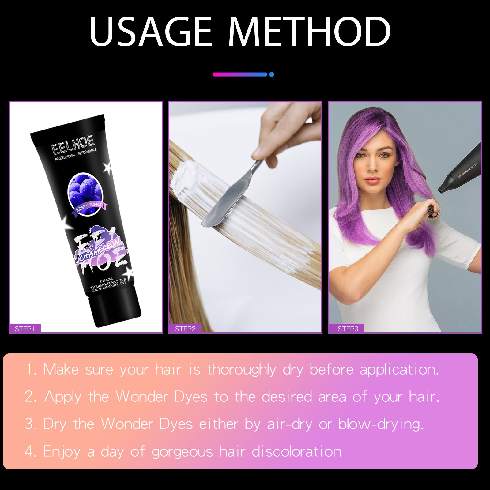 Gradient Hair Conditioner, No Damage To Hair And Scalp Easily Change Hair Color Hair Conditioner - Korvel