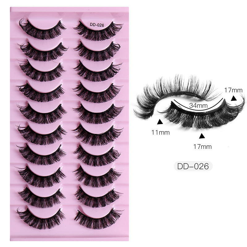 New DD Russian Large Roll Grafting Free False Eyelashes 10 Pairs Of Multi-Layer Thick Cross Mink Like Eyelashes - Korvel