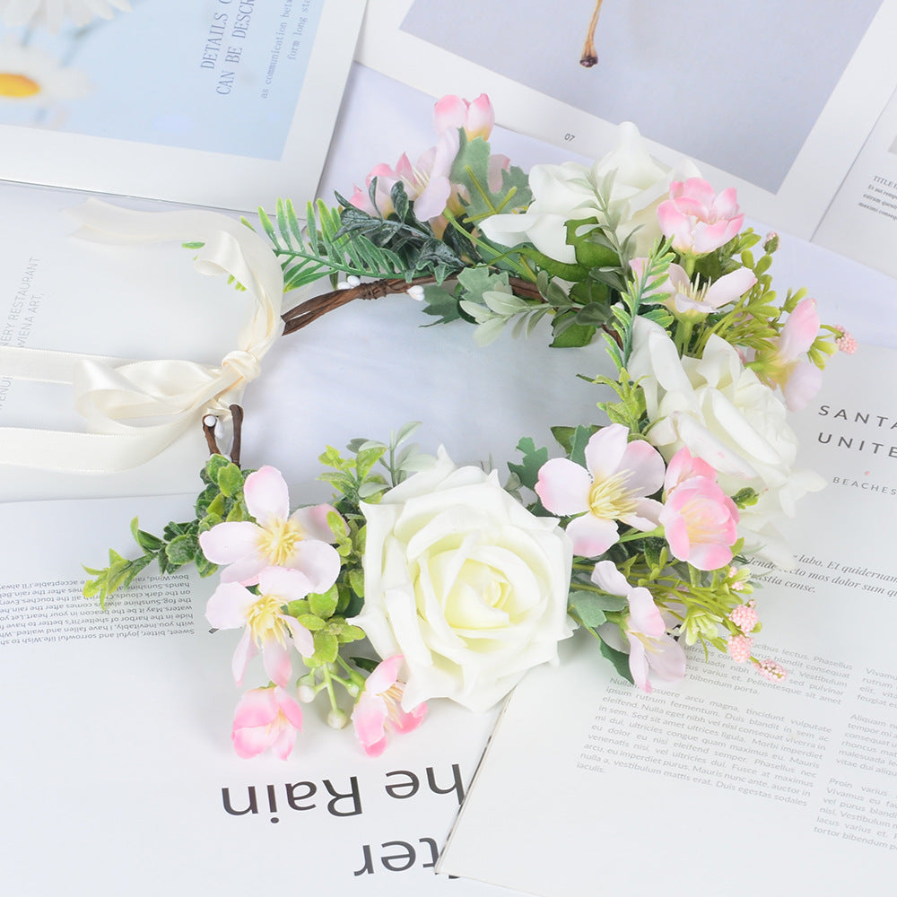 Couronne de Fleurs en Soie Fait Main Accessoire Capillaire