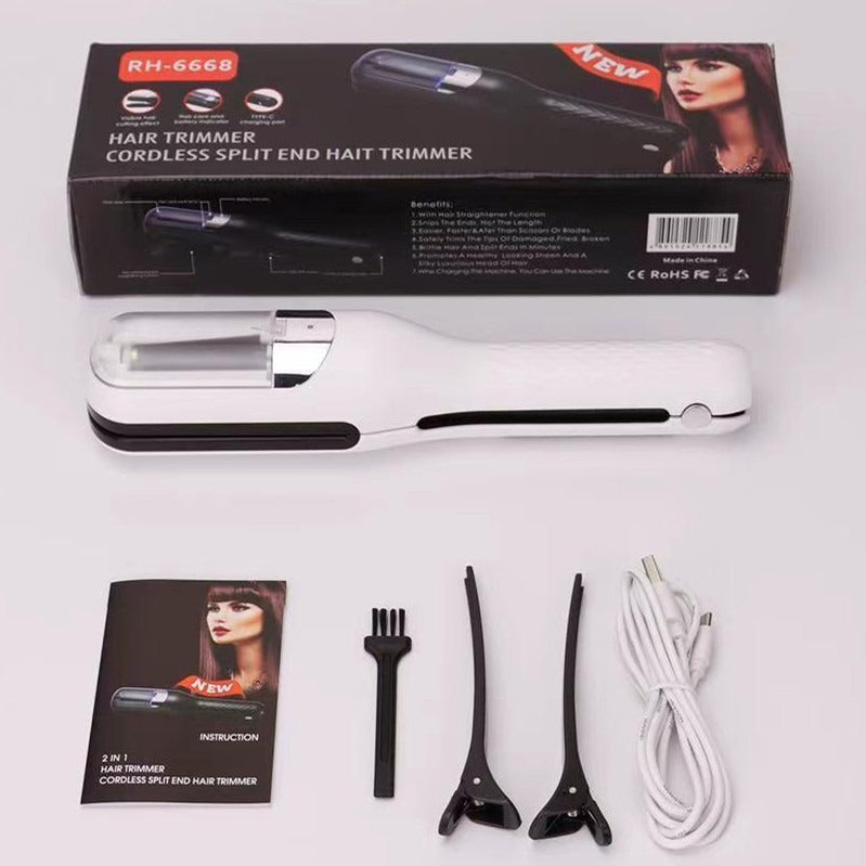 Fully automatic hair clipper, hair splitting and trimming device, multifunctional electric women's 2-in-1 trimming and cutting d - Korvel