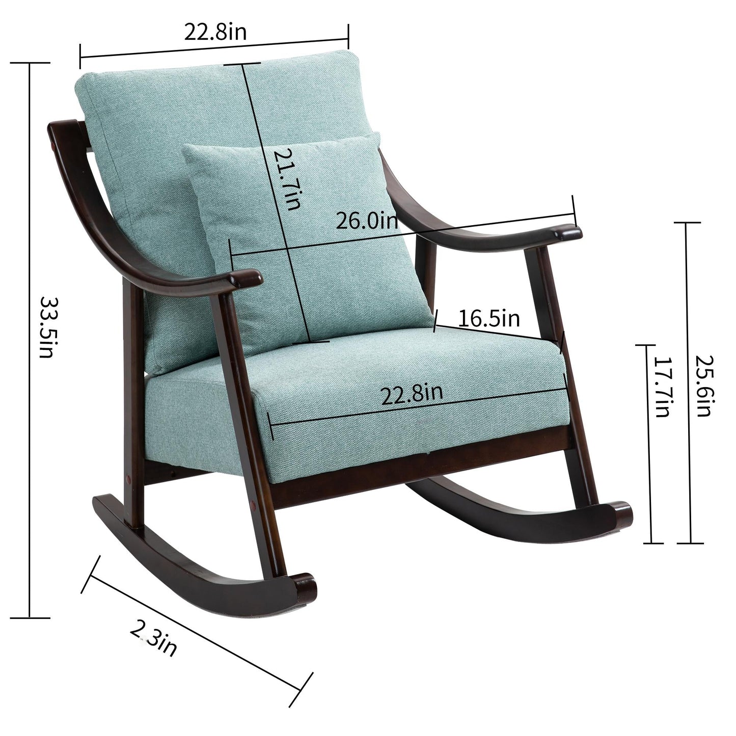 Premium Upholstered Rocking Chair with Lumbar Pillow