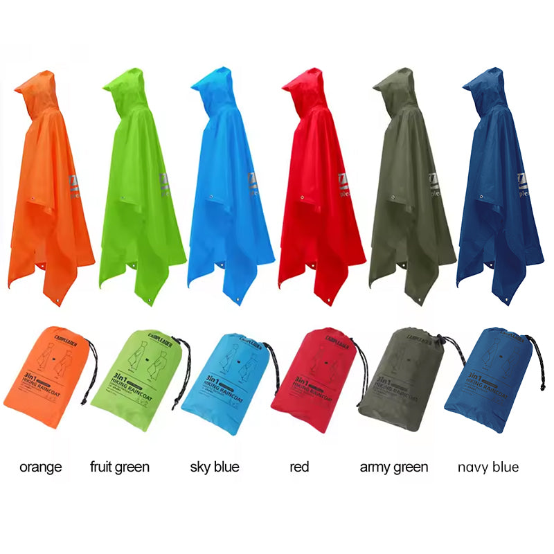 3 - in - 1 Waterproof Rain Poncho for Outdoor Use: Motorcycle, Camping, Hiking & Travel - Korvel