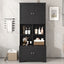 Bathroom storage cabinet, 4-door independent cabinet, adjustable shelf, open multi-layer shelf, black - Korvel