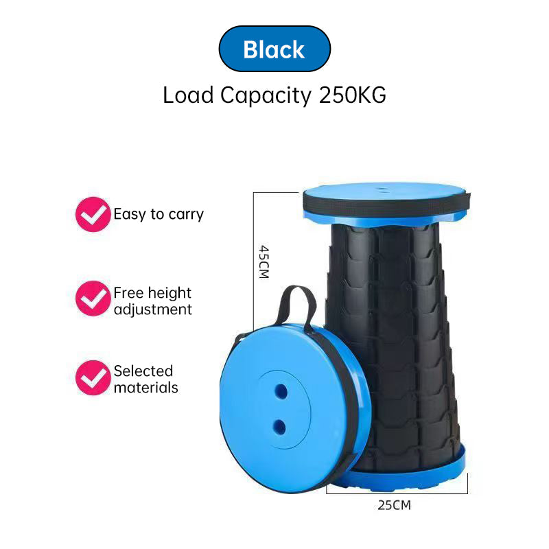 400lbs Capacity Heavy - Duty Folding Stool. Collapsible, Telescoping, Portable. Ideal for Camping & Fishing. - Korvel