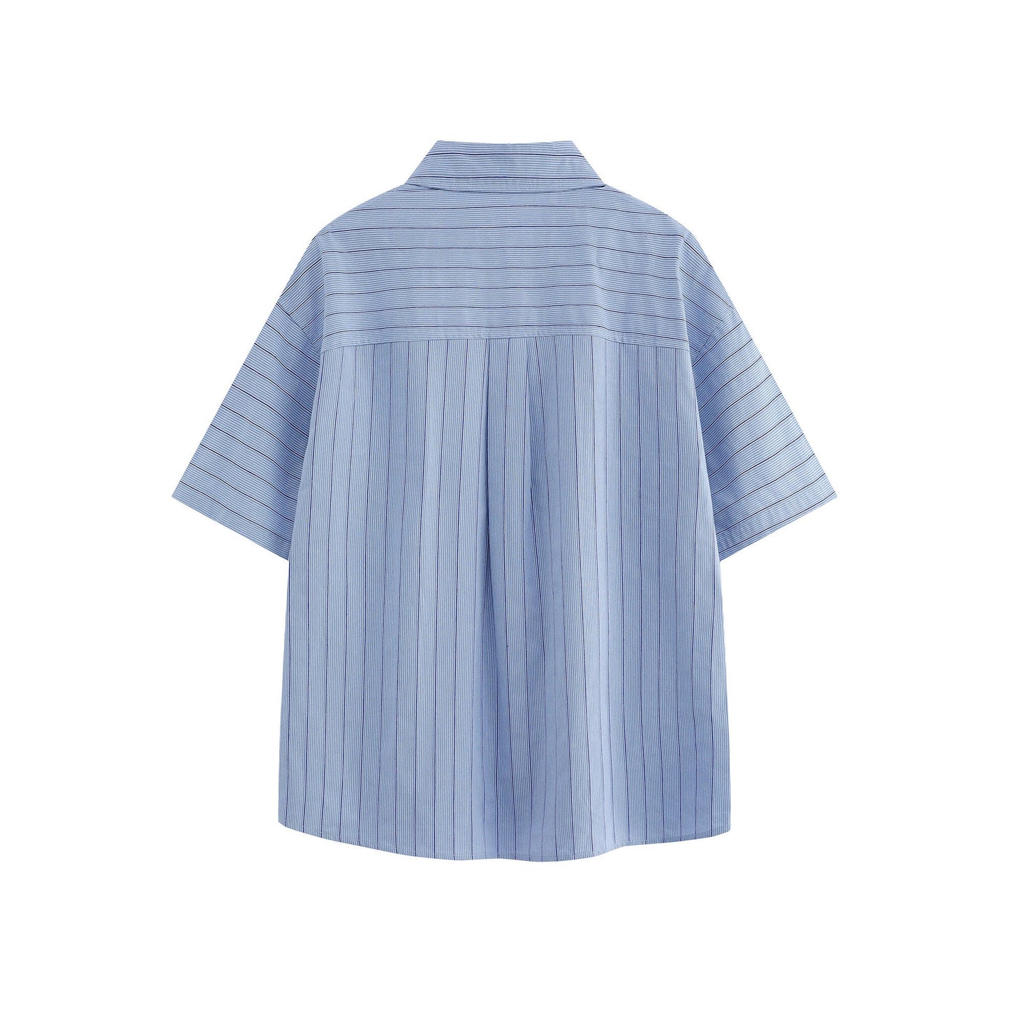 Patch Striped Casual Loose Short Sleeve Shirt for Men