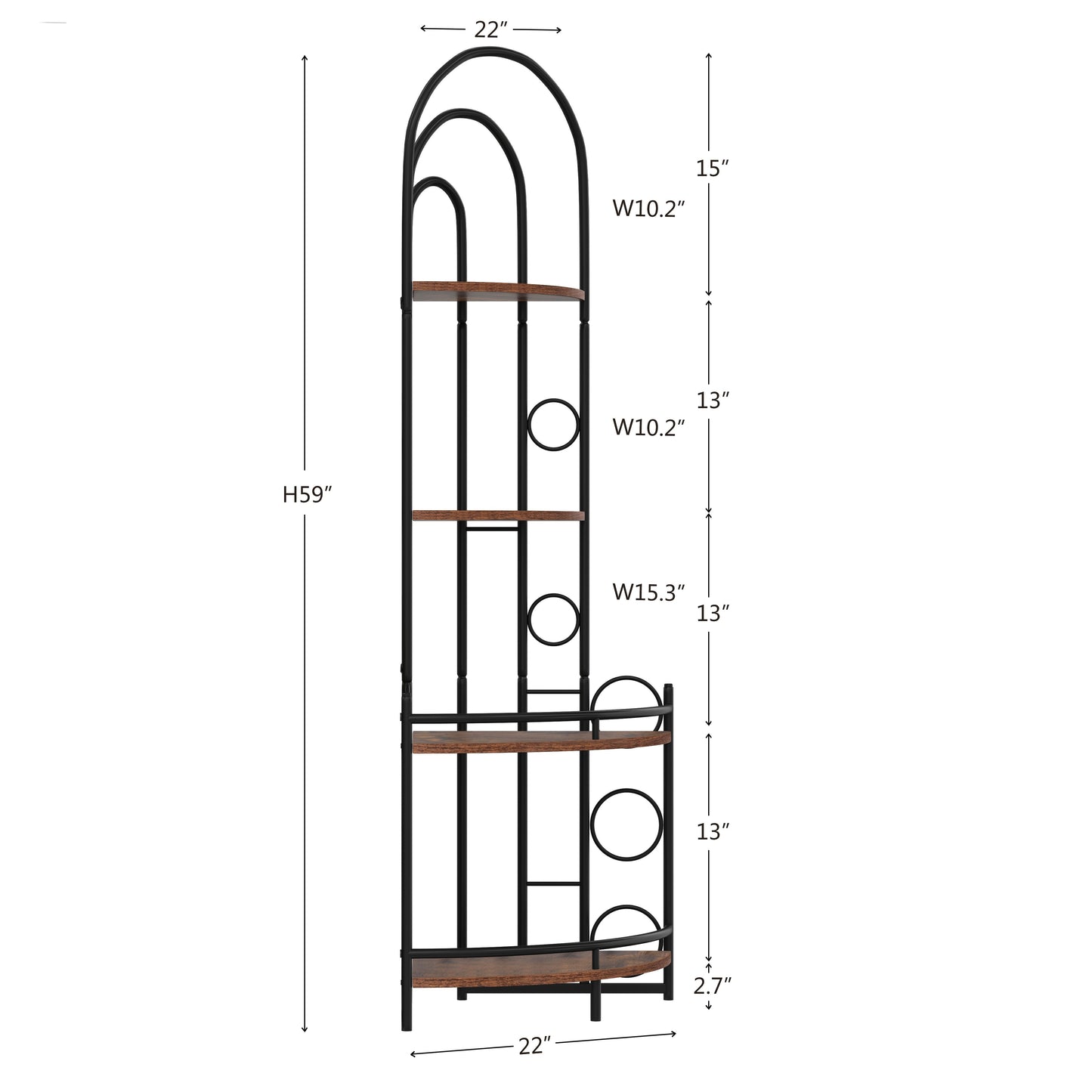 4-Tier Corner Bookshelf, Modern Style, Plant Stand with Metal Frame - Korvel