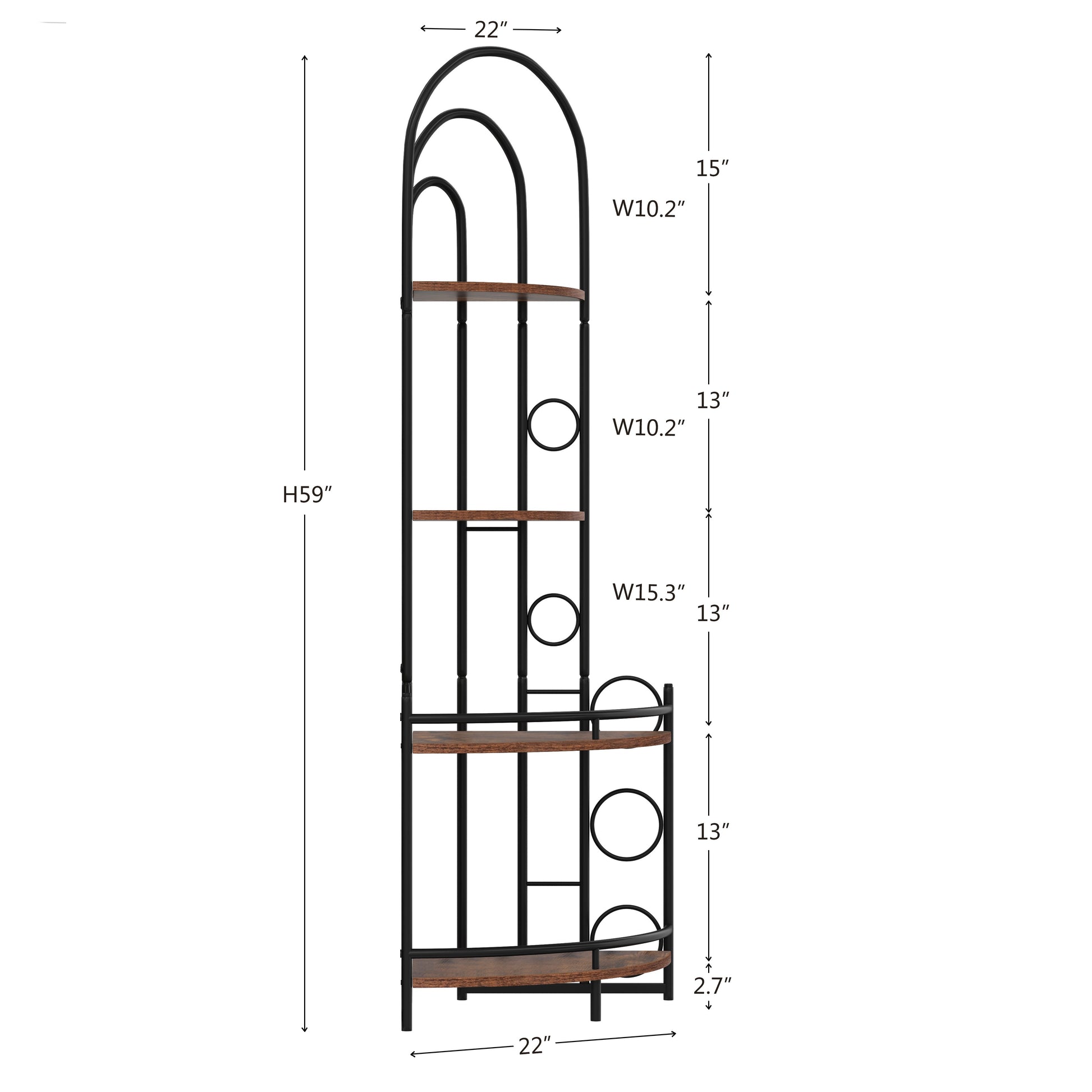 4-Tier Corner Bookshelf, Modern Style, Plant Stand with Metal Frame - Korvel