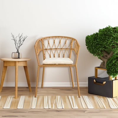 Outdoor dining set of 5 simple bamboo dinning table  PE ratten round table 110CM plastic wood top - Korvel