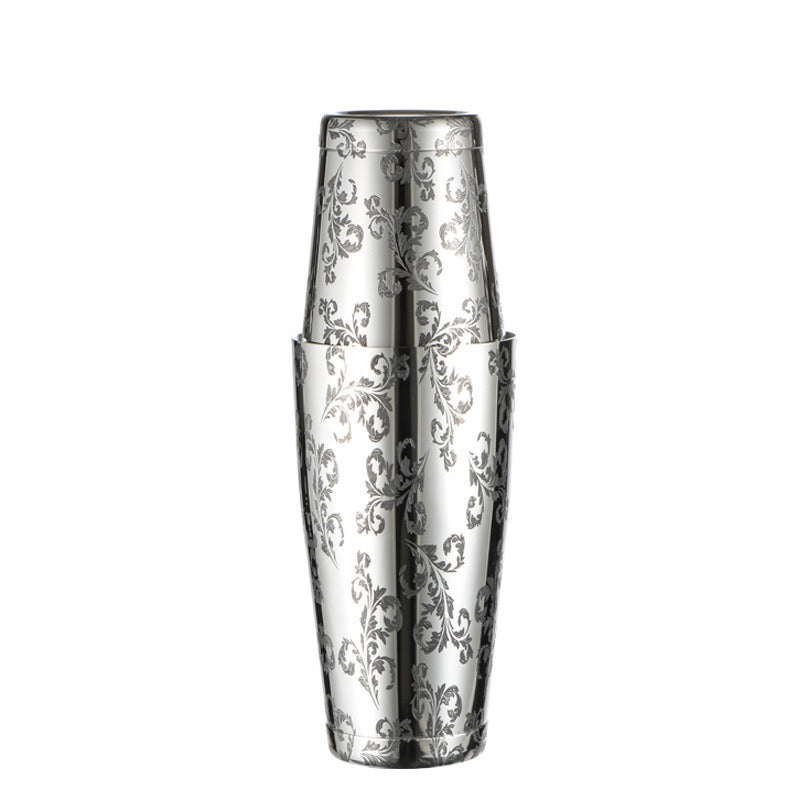 304 stainless steel etched pattern bright light Boston bartender bar two section bartender - Korvel