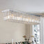 Modern Crystal Chandelier for Dining Room 8-Light White Rectangle Raindrop L39.4'' x W9.8'' x H8.7'(Bulb Not Included) - Korvel